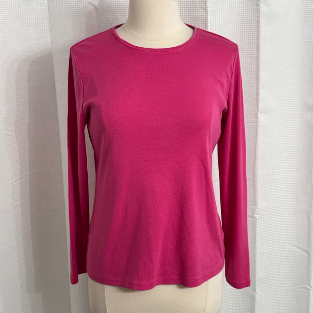 Talbots 100% Pima Cotton Long Sleeve Crewneck Solid Tee